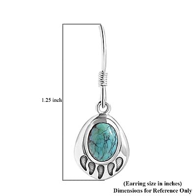 Artisan Crafted Blue Moon Turquoise Bear Paw Earrings in Sterling Silver 2.50 ctw