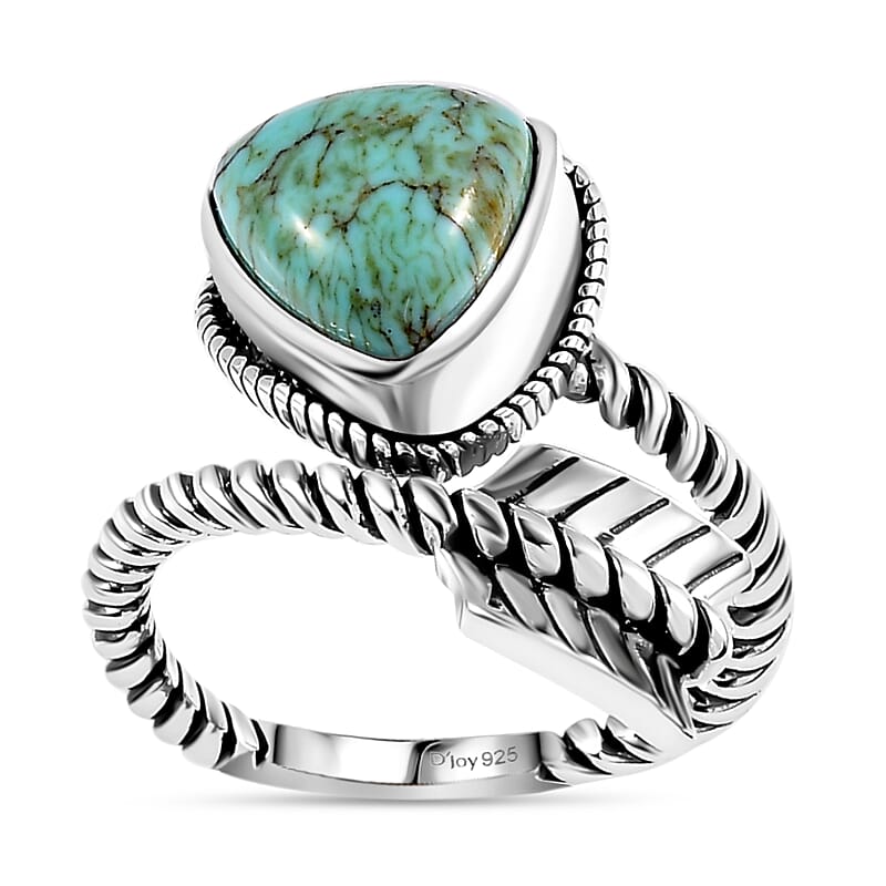 Artisan Crafted Blue Moon Turquoise Arrow Ring in Sterling Silver (Size 10.0) 3.30 ctw