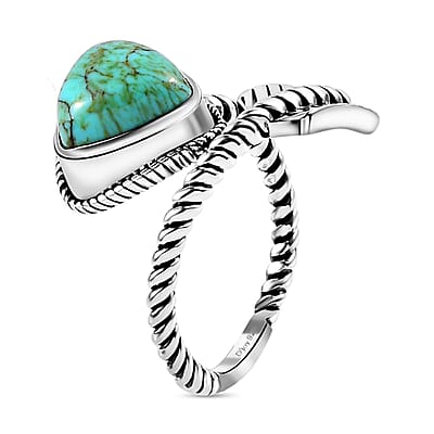 Artisan Crafted Blue Moon Turquoise Arrow Ring in Sterling Silver (Size 10.0) 3.30 ctw