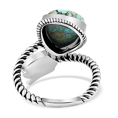 Artisan Crafted Blue Moon Turquoise Arrow Ring in Sterling Silver (Size 10.0) 3.30 ctw