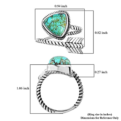 Artisan Crafted Blue Moon Turquoise Arrow Ring in Sterling Silver (Size 10.0) 3.30 ctw