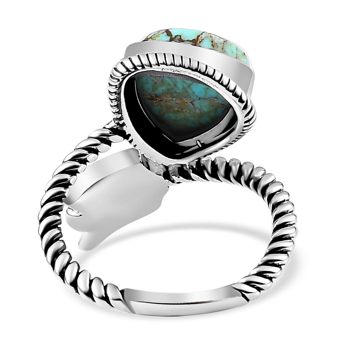 Artisan Crafted Blue Moon Turquoise Arrow Ring in Sterling Silver (Size 7.0) 3.30 ctw image number 4