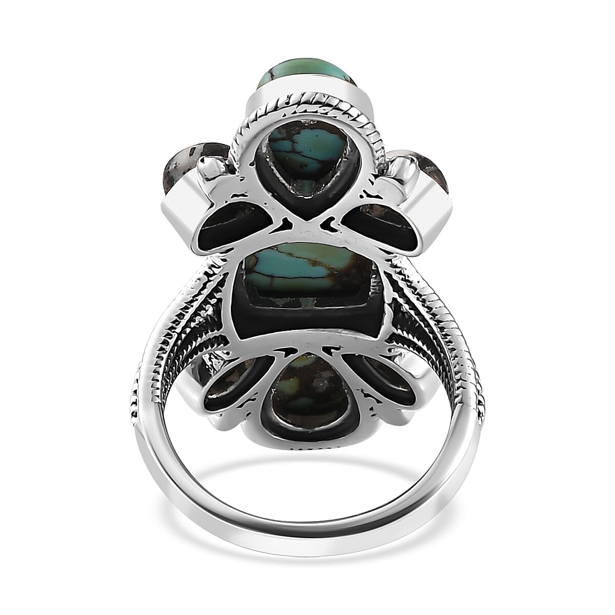 Artisan Crafted Blue Moon Turquoise and White Buffalo Ring in Sterling Silver (Size 10.0) 7.90 ctw