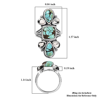 Artisan Crafted Blue Moon Turquoise and White Buffalo Ring in Sterling Silver (Size 10.0) 7.90 ctw