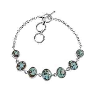 Artisan Crafted Blue Moon Turquoise Bracelet in Sterling Silver (6.50-8.0In) 10.65 ctw