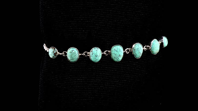 Artisan Crafted Blue Moon Turquoise Bracelet in Sterling Silver (6.50-8.0In) 10.65 ctw