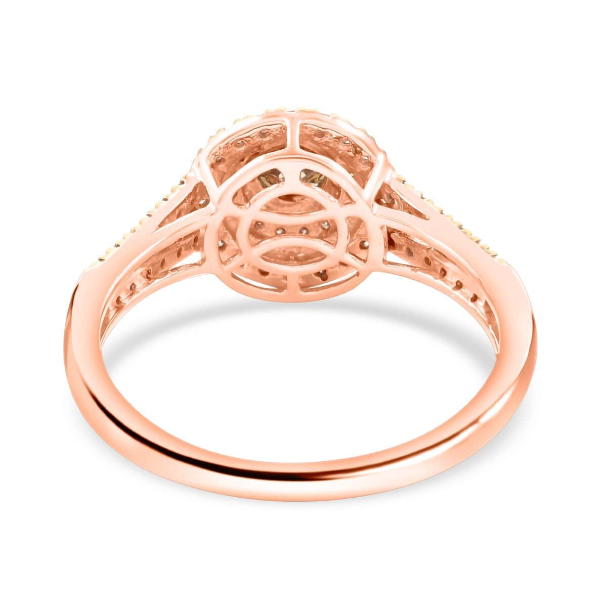 Luxoro 10K Rose Gold Natural Champagne Diamond Double Halo Ring (Size 10.0) 1.00 ctw image number 4