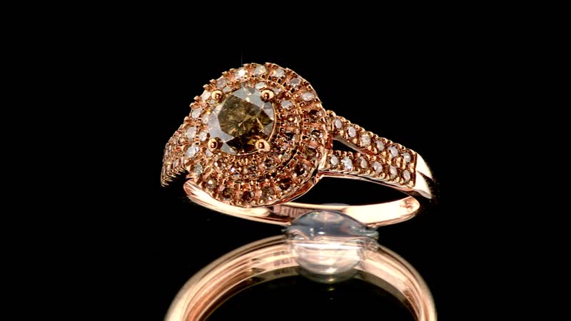 Luxoro 10K Rose Gold Natural Champagne Diamond Double Halo Ring (Size 10.0) 1.00 ctw