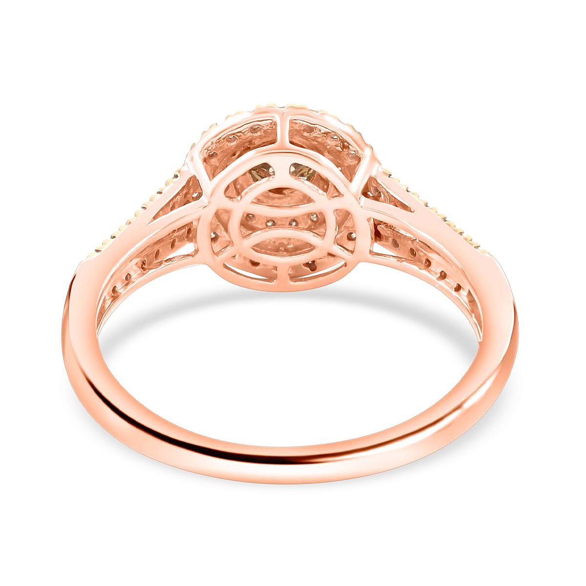 Luxoro 10K Rose Gold Natural Champagne Diamond Double Halo Ring (Size 9.0) 1.00 ctw