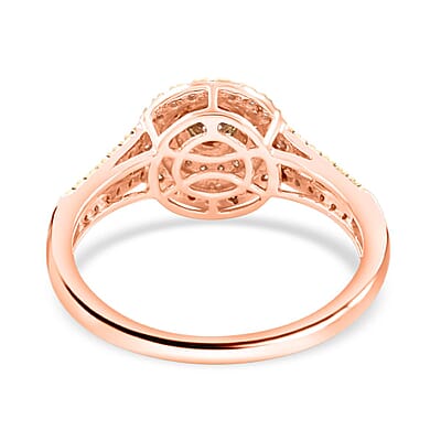 Luxoro 10K Rose Gold Natural Champagne Diamond Double Halo Ring (Size 9.0) 1.00 ctw