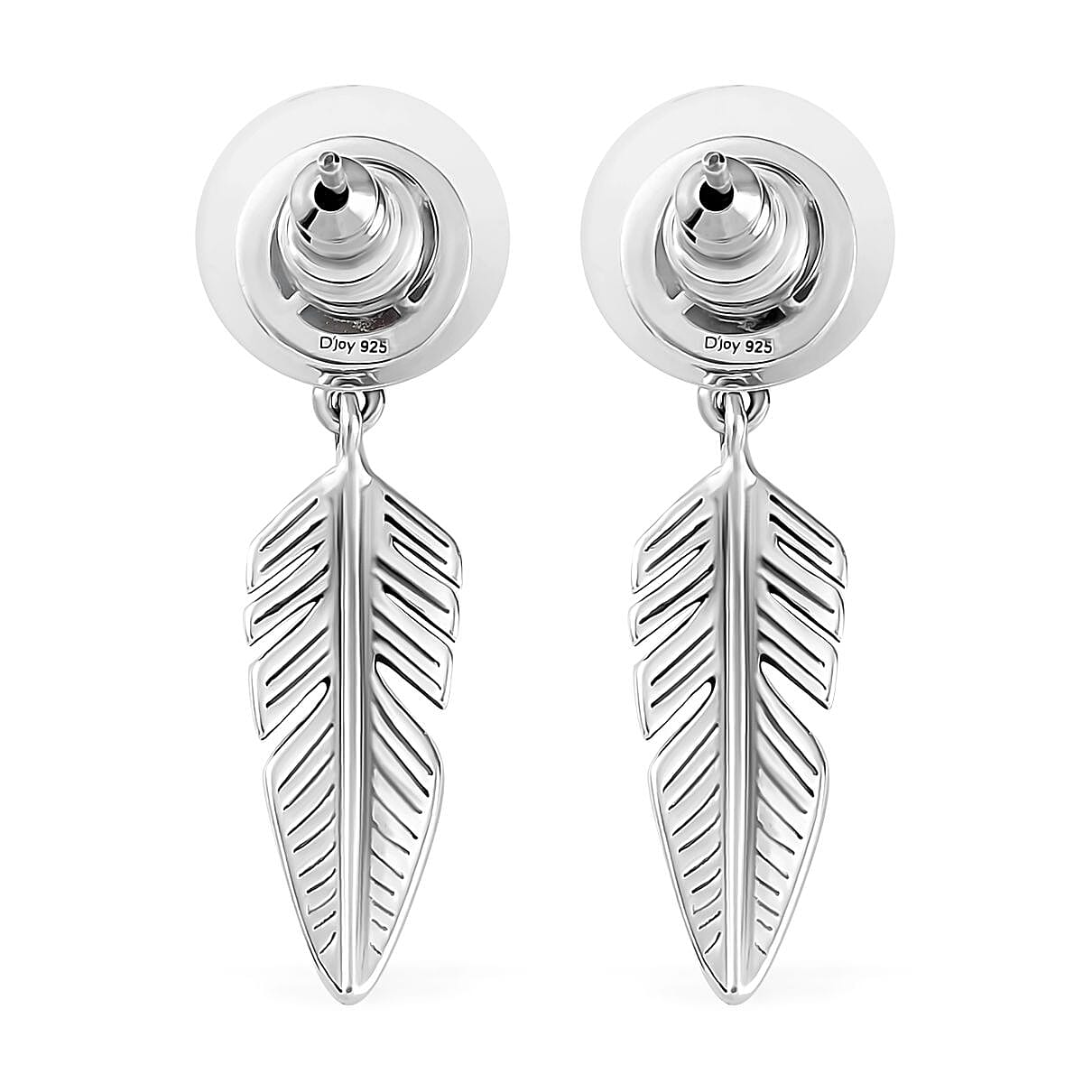 D'Joy Artisan Crafted Blue Moon Turquoise Feather Earrings in Sterling Silver 4.00 ctw image number 4