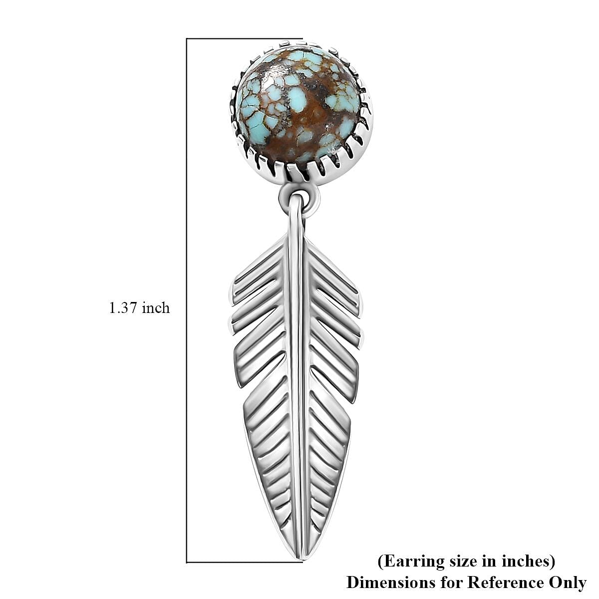 D'Joy Artisan Crafted Blue Moon Turquoise Feather Earrings in Sterling Silver 4.00 ctw image number 5