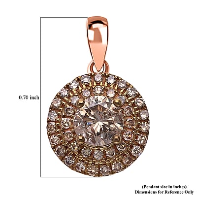 Luxoro 10K Rose Gold Natural Champagne Diamond Double Halo Pendant without Chain 1.00 ctw