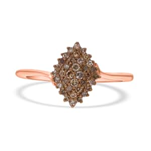 Natural Champagne Diamond Cluster Ring in Vermeil Rose Gold Over Sterling Silver (Size 10.0) 0.25 ctw