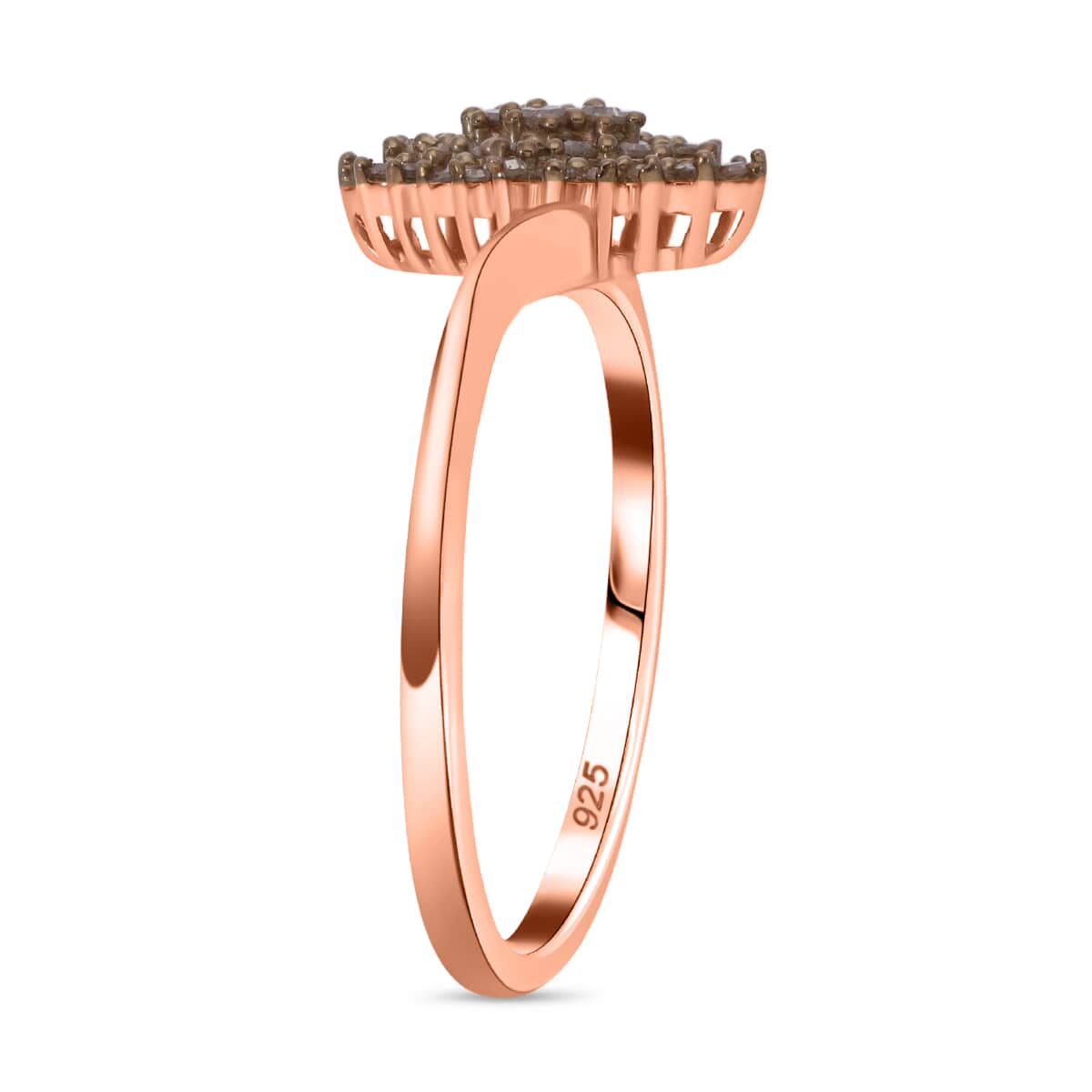 Natural Champagne Diamond Cluster Ring in Vermeil Rose Gold Over Sterling Silver (Size 10.0) 0.25 ctw image number 3