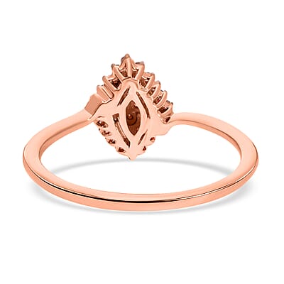 Natural Champagne Diamond Cluster Ring in Vermeil Rose Gold Over Sterling Silver (Size 10.0) 0.25 ctw