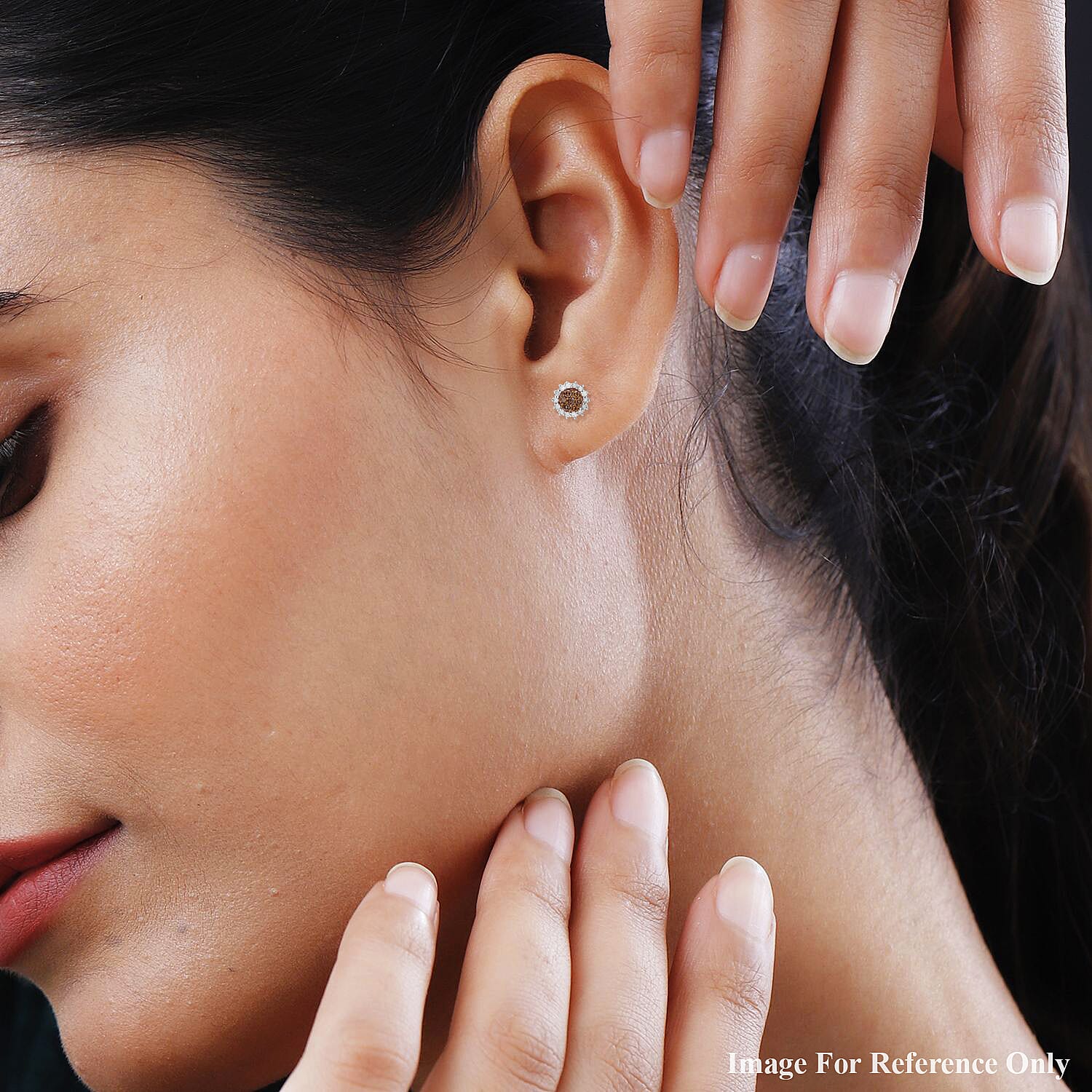 Natural Champagne and White Diamond Jacket Earrings in Vermeil RG and Platinum Over Sterling Silver 0.25 ctw