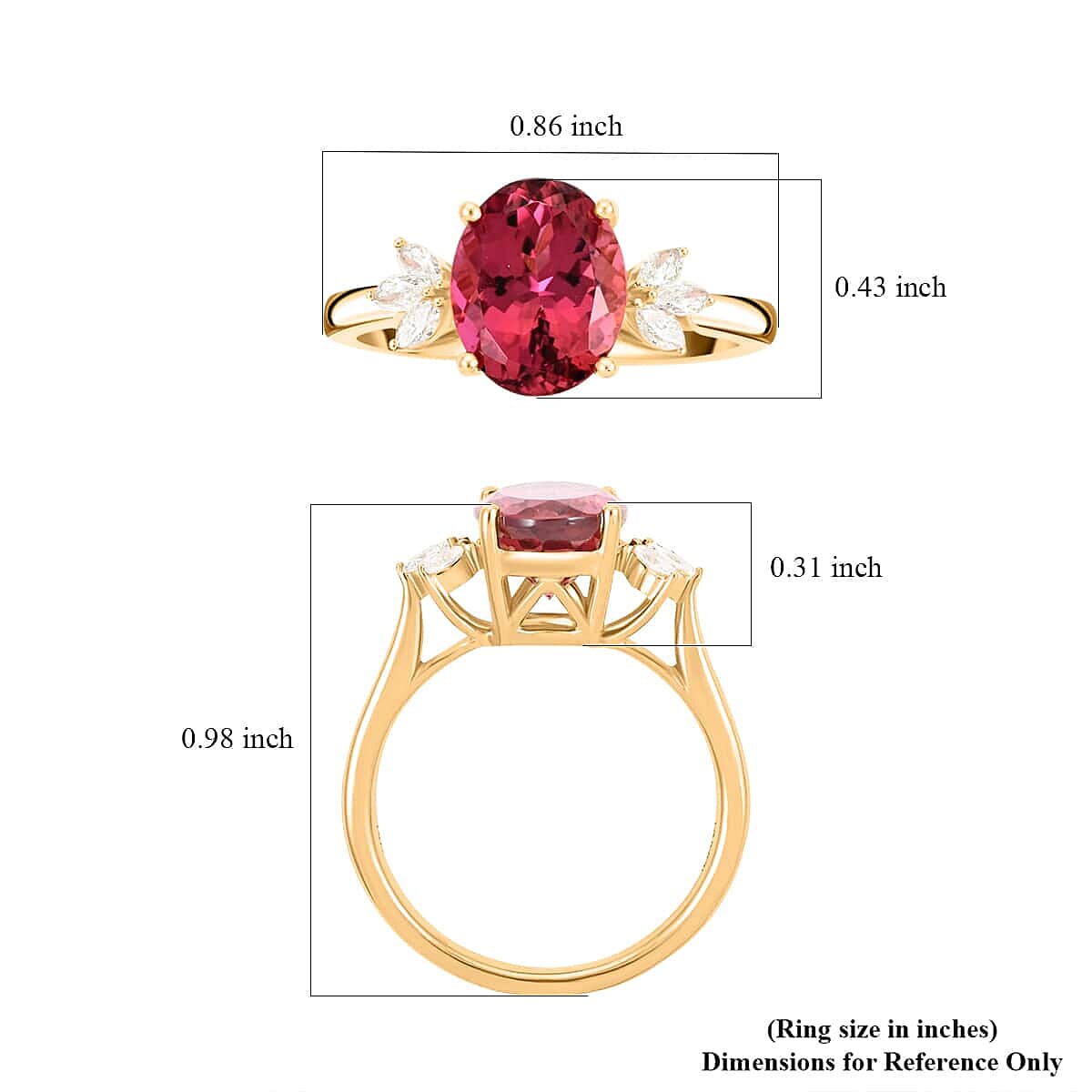 Certified & Appraised Iliana AAA Ouro Fino Rubellite and G-H SI Diamond 2.80 ctw Ring in 18K Yellow Gold (Size 10.5) image number 4