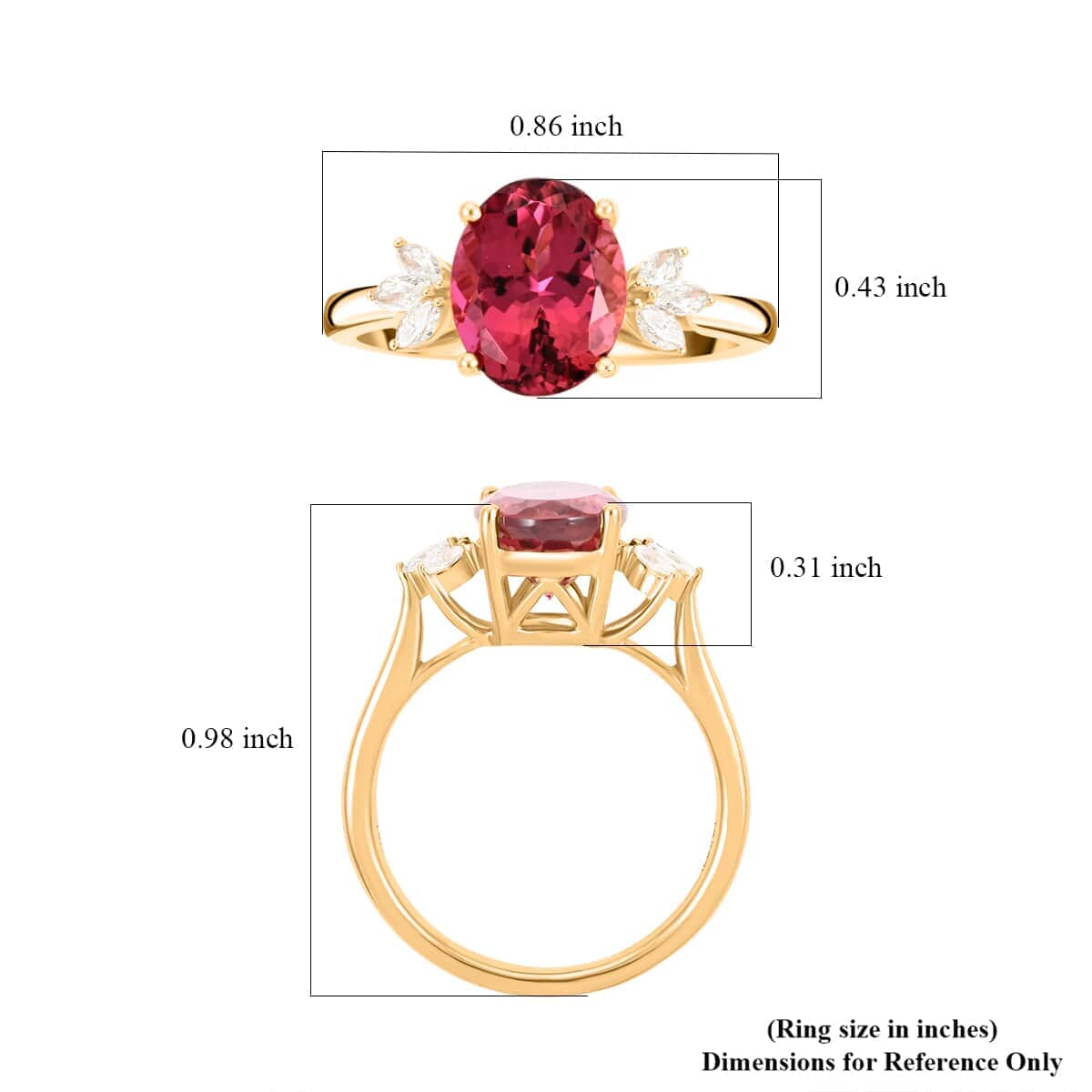 Certified & Appraised Iliana 18K Yellow Gold AAA Ouro Fino Rubellite and G-H SI Diamond Ring (Size 7.0) 2.80 ctw image number 4