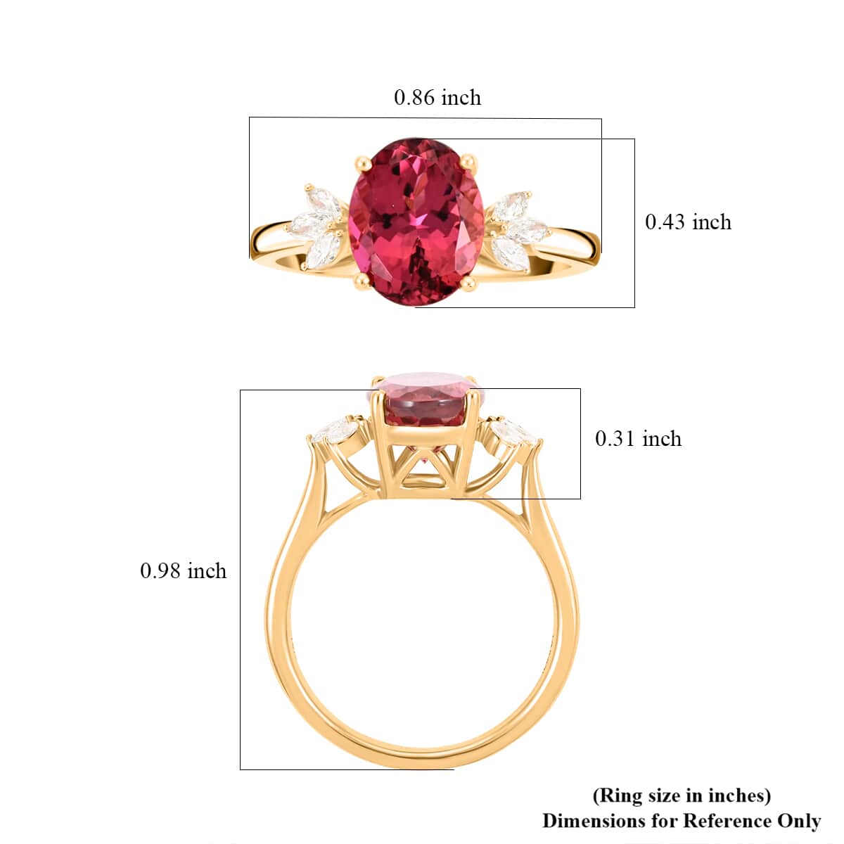 Certified & Appraised Iliana AAA Ouro Fino Rubellite and G-H SI Diamond 2.80 ctw Ring in 18K Yellow Gold (Size 9.0) image number 4