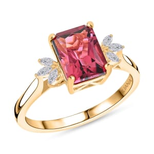 Certified & Appraised Iliana AAA Ouro Fino Rubellite and G-H SI Diamond 2.85 ctw Ring in 18K Yellow Gold (Size 10.0) 4 Grams