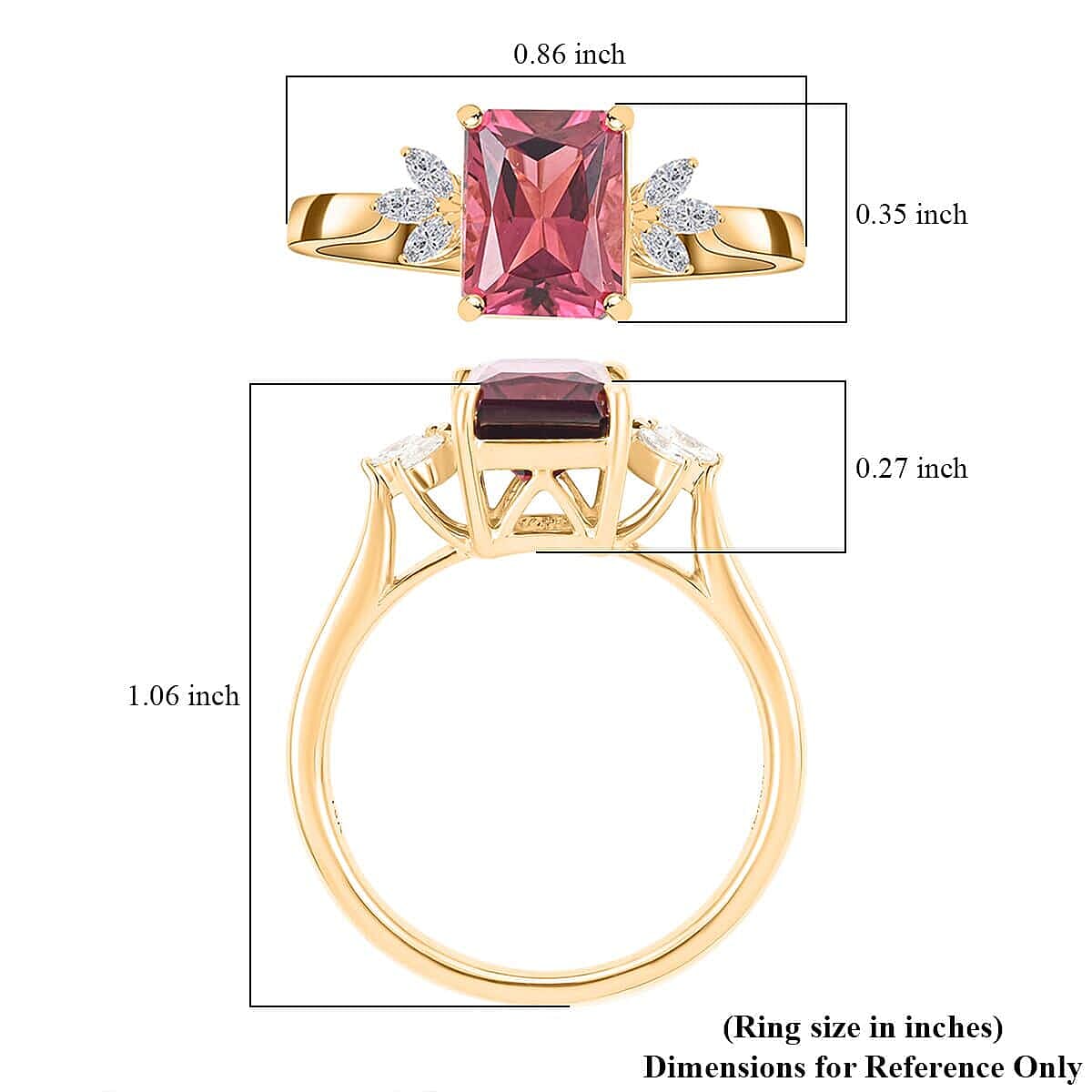 Certified & Appraised Iliana 18K Yellow Gold AAA Ouro Fino Rubellite, Diamond (G-H, SI) (0.19 cts) Ring (Size 11.0) (4 g) 2.85 ctw image number 4