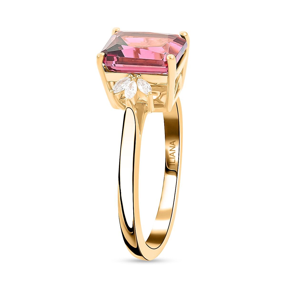 Certified & Appraised Iliana AAA Ouro Fino Rubellite and G-H SI Diamond 2.85 ctw Ring in 18K Yellow Gold (Size 9.0) 4 Grams image number 3