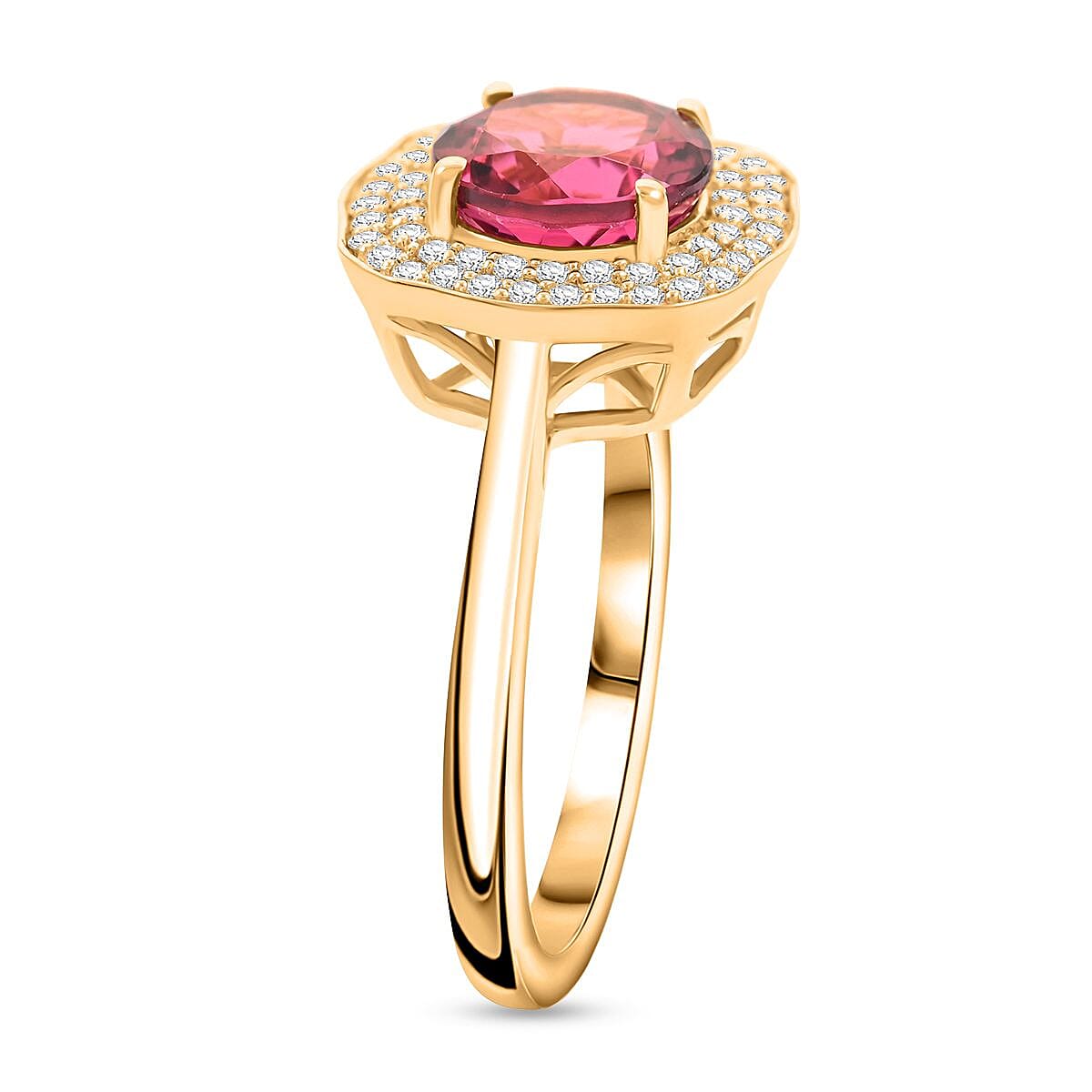 One Of A Kind Certified & Appraised Iliana AAA Ouro Fino Rubellite and G-H SI Diamond 2.15 ctw Ring in 18K Yellow Gold (Size 9.0) image number 3