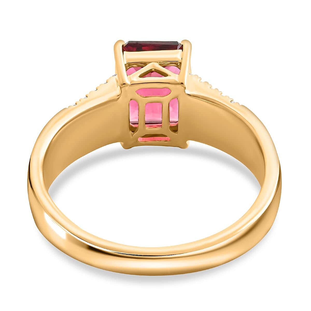 One Of A Kind Certified & Appraised Iliana AAA Ouro Fino Rubellite and G-H SI Diamond 2.20 ctw Ring in 18K Yellow Gold (Size 10.0) 5.50 Grams