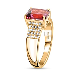One Of A Kind Certified & Appraised Iliana AAA Ouro Fino Rubellite and G-H SI Diamond 2.20 ctw Ring in 18K Yellow Gold (Size 7.0) 5.50 Grams