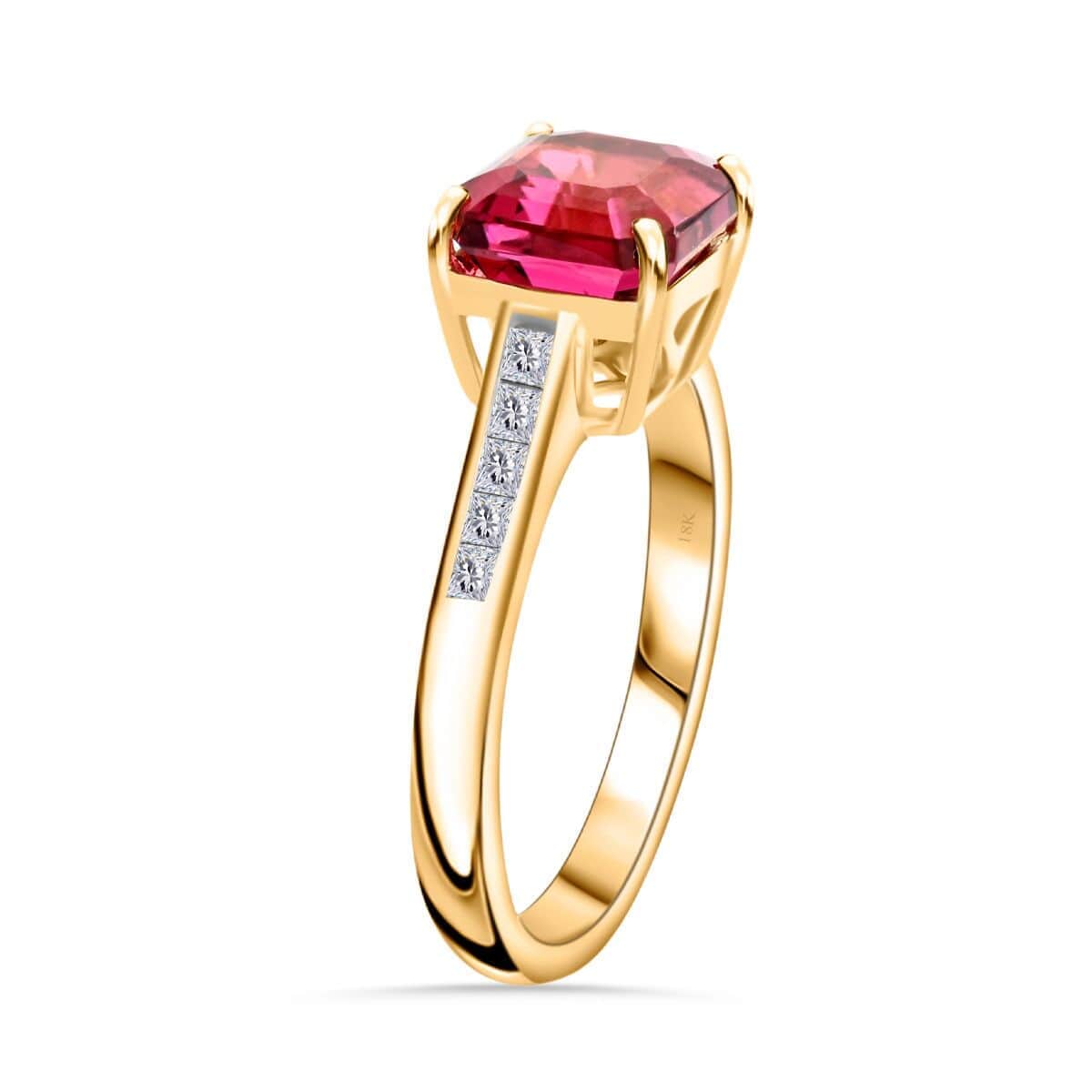 Certified & Appraised Iliana AAA Ouro Fino Rubellite and G-H SI Diamond 1.50 ctw Ring in 18K Yellow Gold (Size 10.0) image number 3