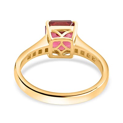 Certified & Appraised Iliana AAA Ouro Fino Rubellite and G-H SI Diamond 1.50 ctw Ring in 18K Yellow Gold (Size 11.0)