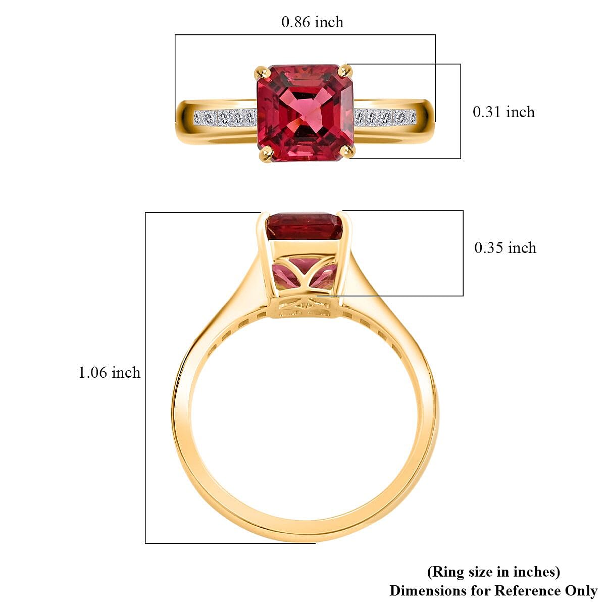 Certified & Appraised Iliana AAA Ouro Fino Rubellite and G-H SI Diamond 1.50 ctw Ring in 18K Yellow Gold (Size 6.0) image number 5