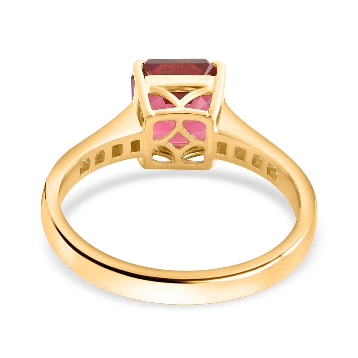 Certified & Appraised Iliana AAA Ouro Fino Rubellite and G-H SI Diamond 1.50 ctw Ring in 18K Yellow Gold (Size 6.5) image number 4