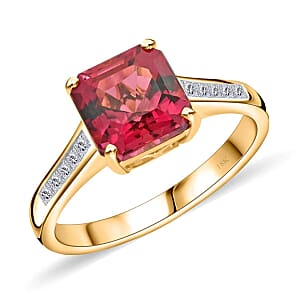 Certified & Appraised Iliana AAA Ouro Fino Rubellite and G-H SI Diamond 1.50 ctw Ring in 18K Yellow Gold (Size 7.5)