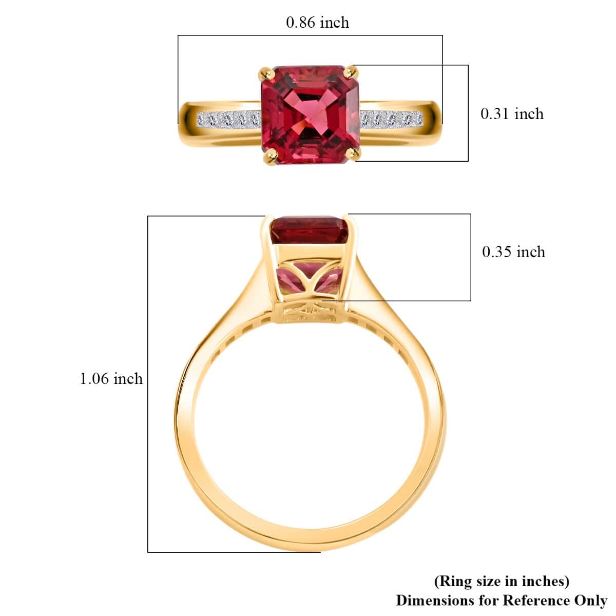 Certified & Appraised Iliana AAA Ouro Fino Rubellite and G-H SI Diamond 1.50 ctw Ring in 18K Yellow Gold (Size 8.0) image number 5