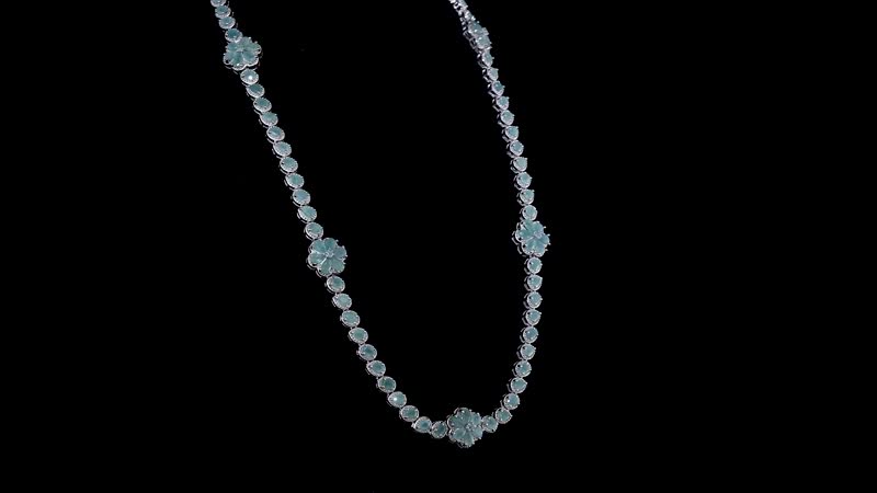 TLV Grandidierite Floral Necklace (18 Inches) in Platinum Over Sterling Silver 19.00 ctw
