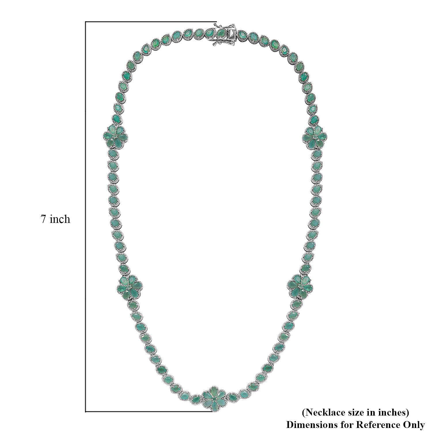 D'Joy Grandidierite Floral Necklace 18 Inches in Platinum Over Sterling Silver 19.00 ctw