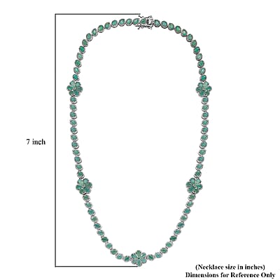 D'Joy Grandidierite Floral Necklace 18 Inches in Platinum Over Sterling Silver 19.00 ctw