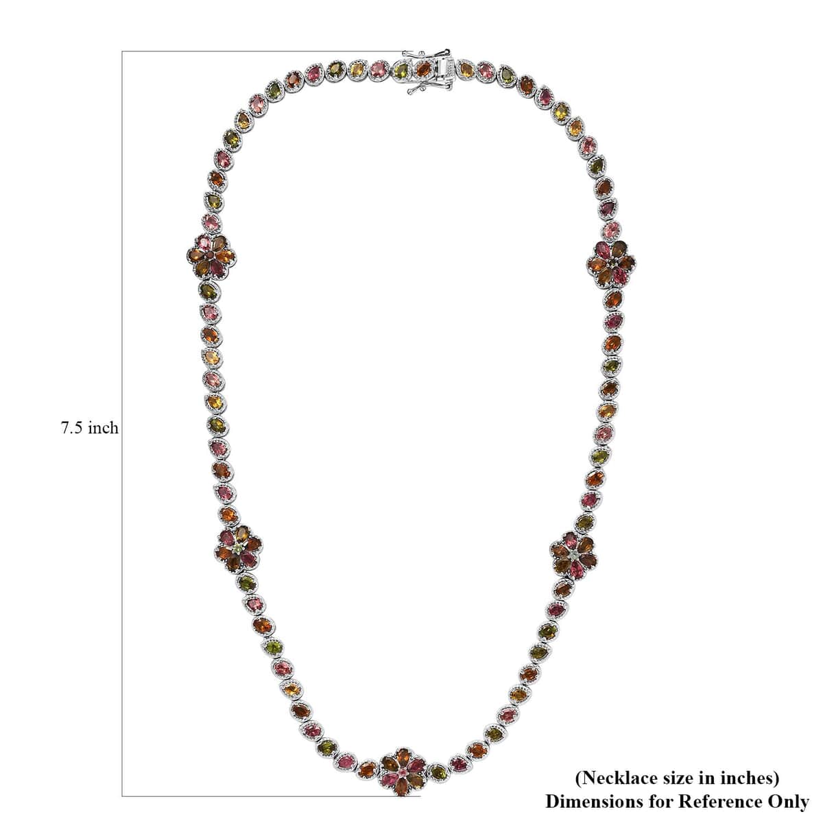 Multi-Tourmaline Floral Necklace 18 Inches in Platinum Over Sterling Silver 18.10 ctw image number 5