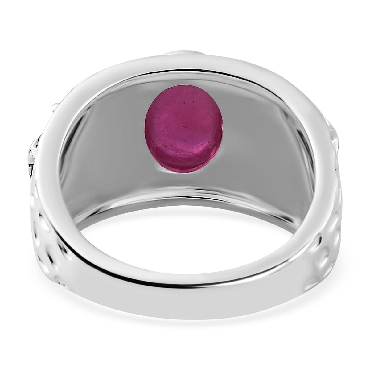 Niassa Ruby (FF) 1.45 ctw Fancy Ring in Sterling Silver (Size 10.0) (7.27 g)