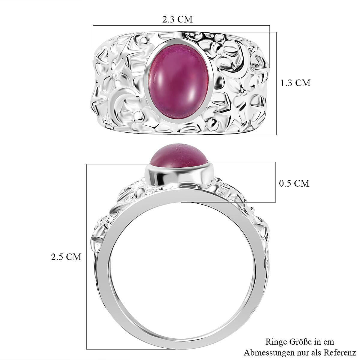 Niassa Ruby (FF) 1.45 ctw Fancy Ring in Sterling Silver (Size 10.0) (7.27 g)