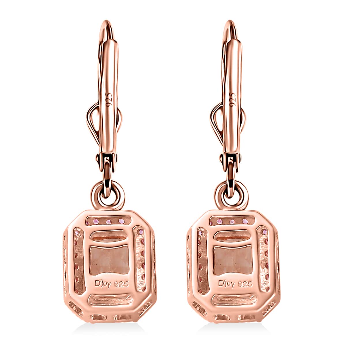 TLV Premium Marropino Morganite, Madagascar Pink Sapphire Lever Back Earrings in Vermeil RG Over Sterling Silver 2.00 ctw image number 3