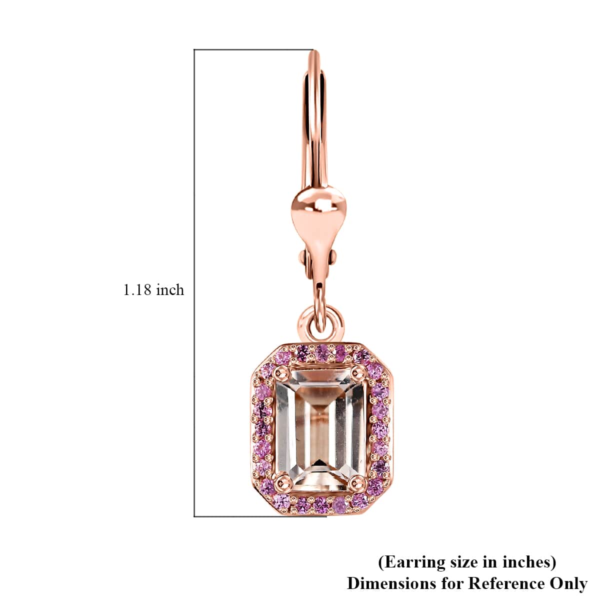 TLV Premium Marropino Morganite, Madagascar Pink Sapphire Lever Back Earrings in Vermeil RG Over Sterling Silver 2.00 ctw image number 4