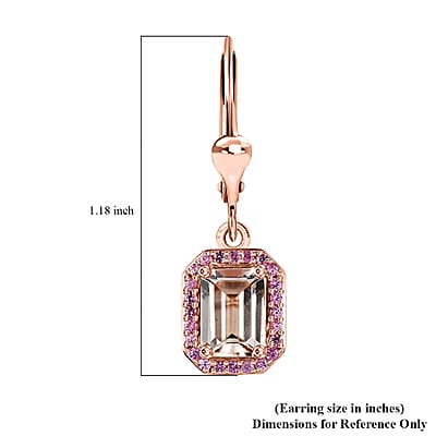 Premium Marropino Morganite and Madagascar Pink Sapphire 2.00 ctw Lever Back Earrings in Vermeil Rose Gold Over Sterling Silver