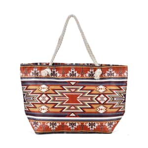 Brown Santa Fe Printed Tote Bag with Handle Drop