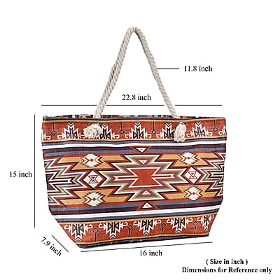 Brown Santa Fe Printed Tote Bag with Handle Drop