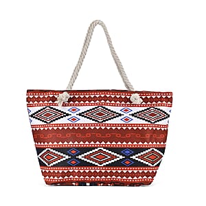 Orange Santa Fe Printed Tote Bag with Handle Drop