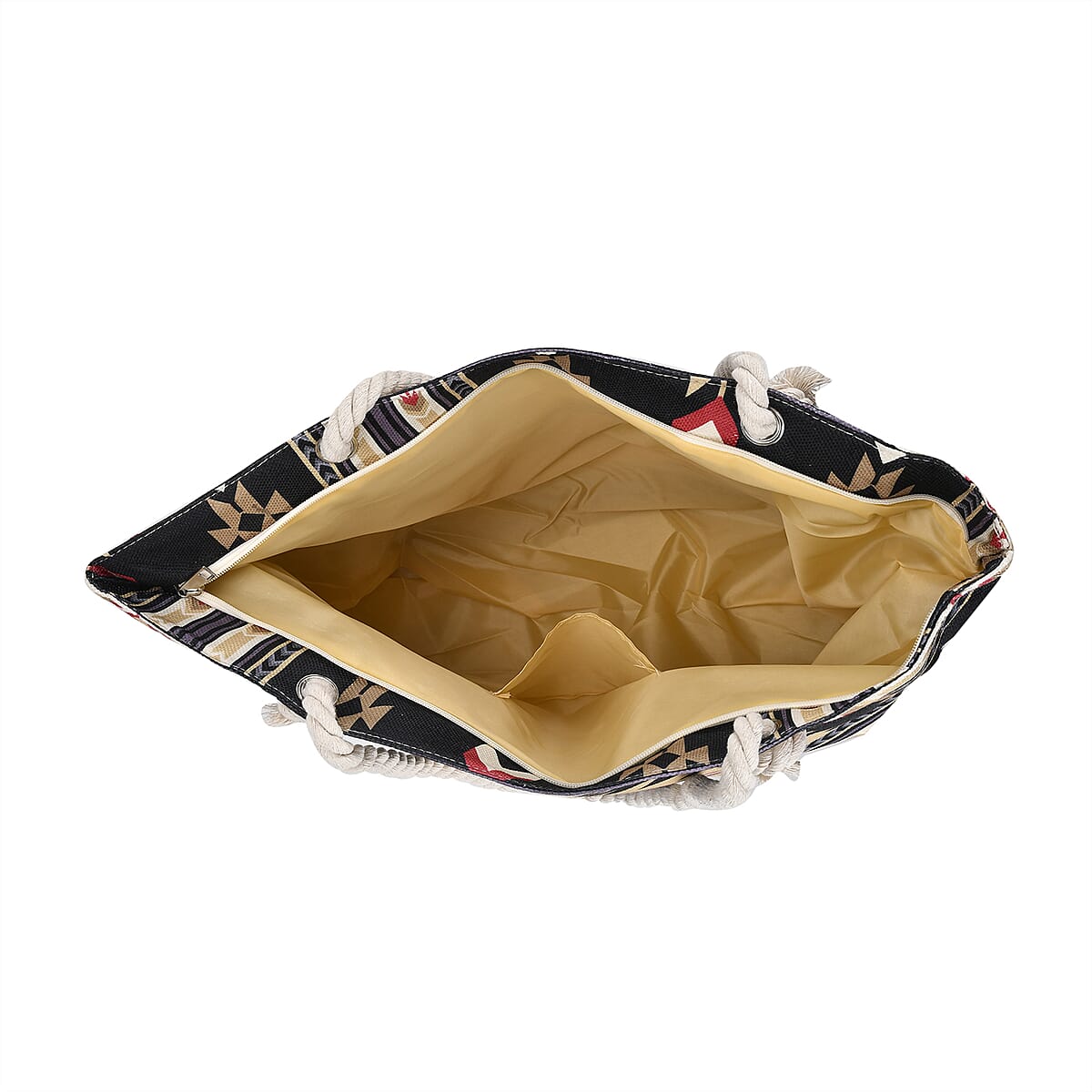 Black Santa Fe Printed Tote Bag with Handle Drop image number 4