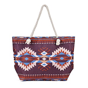 Red Santa Fe Printed Tote Bag with Handle Drop